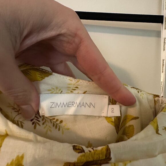LIKE NEW Zimmermann Golden Asymmetric Floral Dress - Sz. 6/8 (Zimmermann sz. 2) - Picture 7 of 8